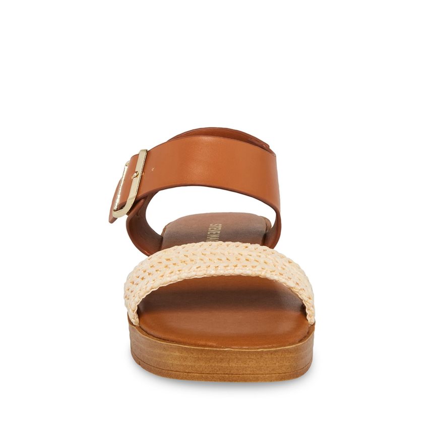 Brown Steve Madden Jdestind Raffia Kids' Platform Sandals | PH 3972CBH